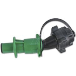 Universal security nozzle for chain oil canister, black/green